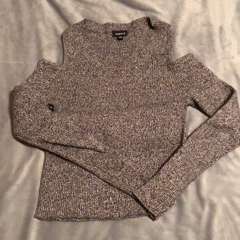 Cold Shoulder Marled Knit Sweater, Size 00